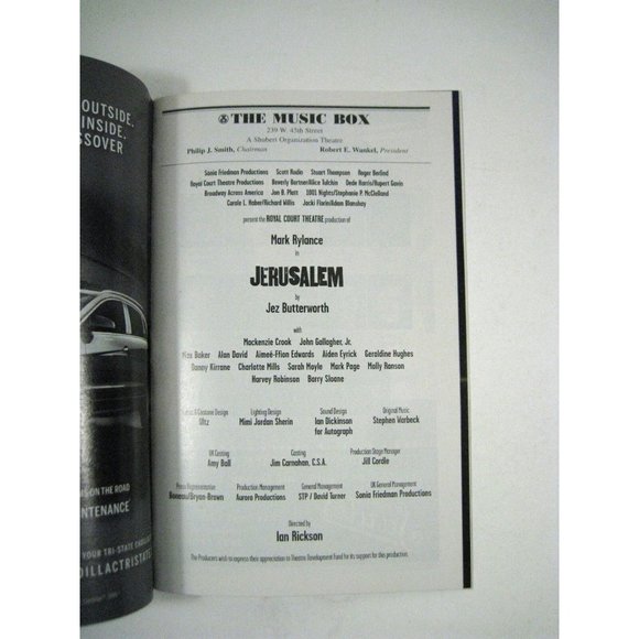Jerusalem Playbill 2011 The Music Box Ticket Flyer Mark Rylance John Gallagher - Picture 4 of 11